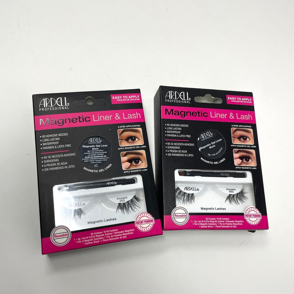 Ardell Magnetic Liner Lash Kit Accent 002 Black Gel Liner Waterproof New 2 Pack